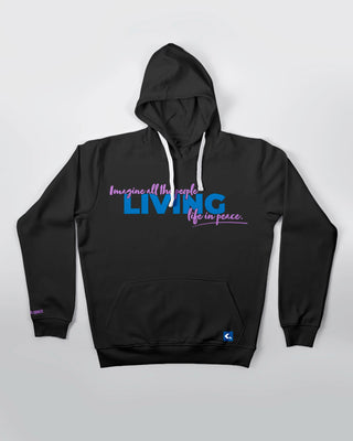 Bluza kangurek - Living life in peace - Czarny - przód