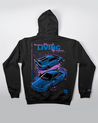 Bluza kangurek - Living life in peace - Czarny - tył
