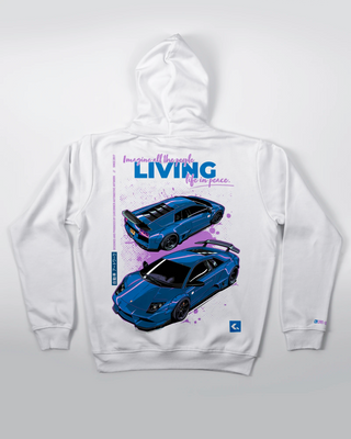 Bluza kangurek - Living life in peace - Biały - tył