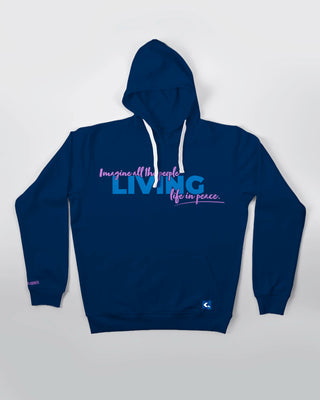 Bluza kangurek - Living life in peace - Niebieski - przód