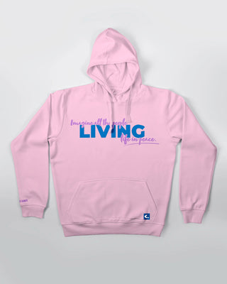Bluza kangurek - Living life in peace - Różowy - przód