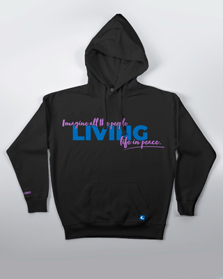 Bluza kangurek - Living life in peace - Czarny - przód