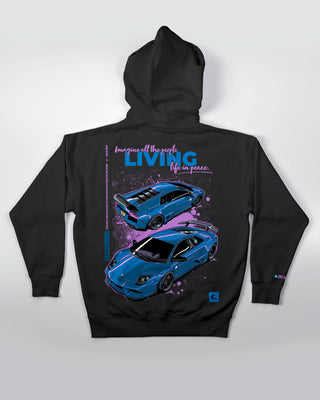 Bluza kangurek - Living life in peace - Czarny - tył