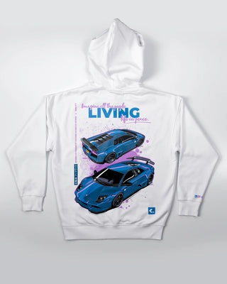 Bluza kangurek - Living life in peace - Biały - tył