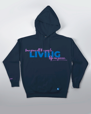 Bluza kangurek - Living life in peace - Niebieski - przód