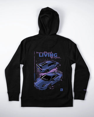 Bluza z zamkiem - Living life in peace - Czarny - tył