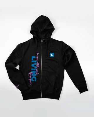 Bluza z zamkiem - Living life in peace - Czarny - przód