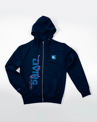 Bluza z zamkiem - Living life in peace - Niebieski - przód