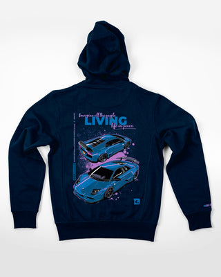 Bluza z zamkiem - Living life in peace - Niebieski - tył