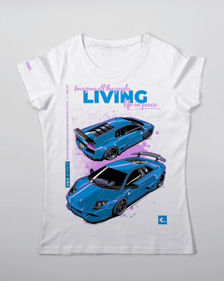 T-shirt - Living life in peace - Biały - przód