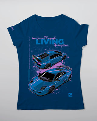 T-shirt - Living life in peace - Niebieski - przód