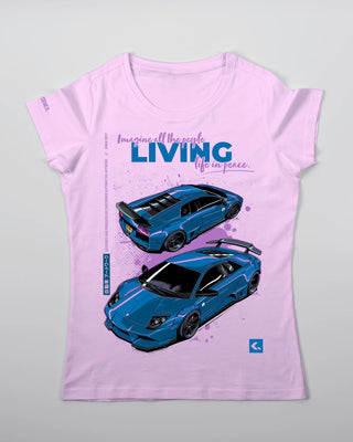 T-shirt - Living life in peace - Różowy - przód