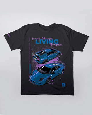T-shirt - Living life in peace - Czarny - przód