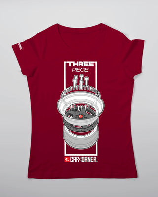 T-shirt - Three Piece - Bordowy - przód