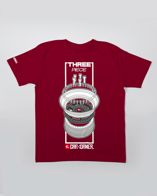 T-shirt - Three Piece - Bordowy - przód