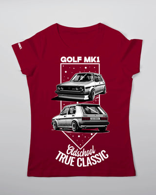 T-shirt - Oldschool - True Classic - Bordowy - przód