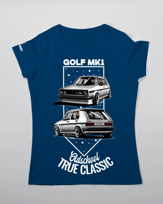 T-shirt - Oldschool - True Classic - Niebieski - przód