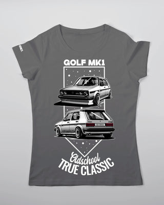 T-shirt - Oldschool - True Classic - Szary - przód