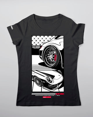 Koszulka Damska - Flat-Six Monochrome - 997 - przód czarny