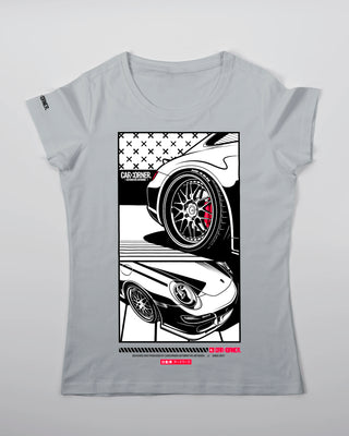 Koszulka Damska - Flat-Six Monochrome - 997 - przód jasny szary 70