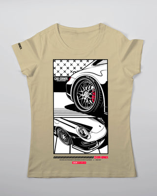 Koszulka Damska - Flat-Six Monochrome - 997 - przód piaskowy 74