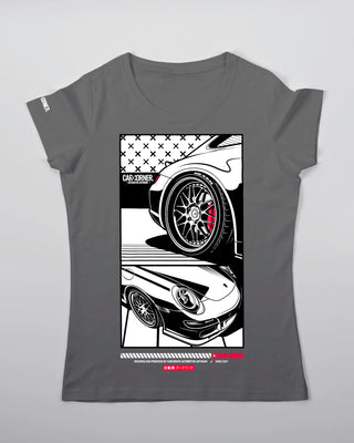 Koszulka Damska - Flat-Six Monochrome - 997 - przód szary 50