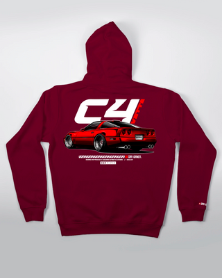 Bluza Kangurek Damska - Lowered Vette C4 - tył burgundowy 60