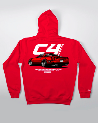 Bluza Kangurek Damska - Lowered Vette C4 - tył czerwony 30
