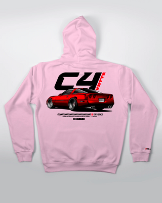 Bluza Kangurek Damska - Lowered Vette C4 - tył różowy