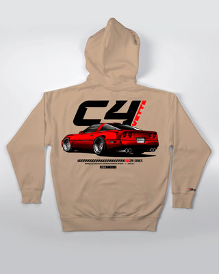 Bluza Kangurek Męska - Lowered Vette C4 - tył beżowy