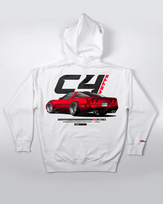 Bluza Kangurek Męska - Lowered Vette C4 - tył biały