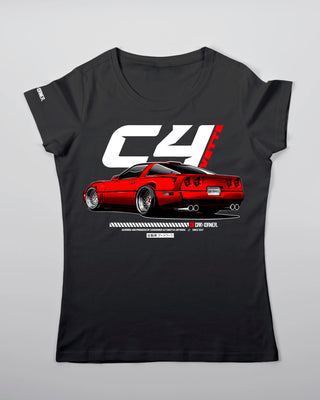 Koszulka Damska - Lowered Vette C4 - przód czarny