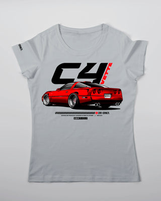 Koszulka Damska - Lowered Vette C4 - przód szary jasny 70