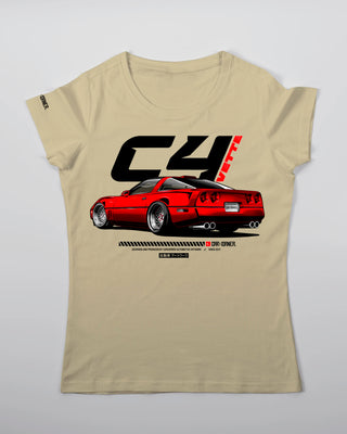 Koszulka Damska - Lowered Vette C4 - przód piaskowy 74