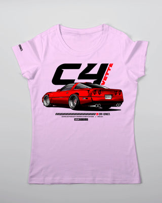 Koszulka Damska - Lowered Vette C4 - przód różowy 25