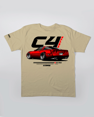 Koszulka Męska - Lowered Vette C4 - przód piaskowy 74